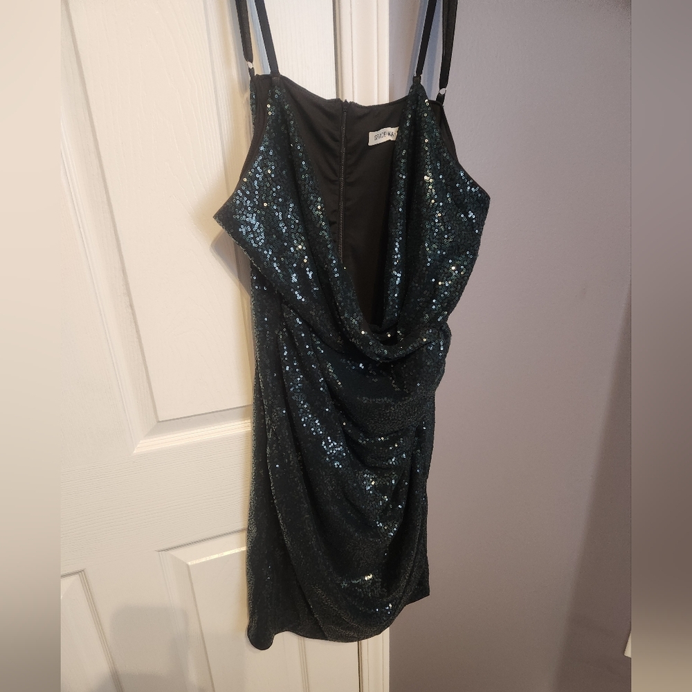 Grace Karin Black And Green Sequin Dress